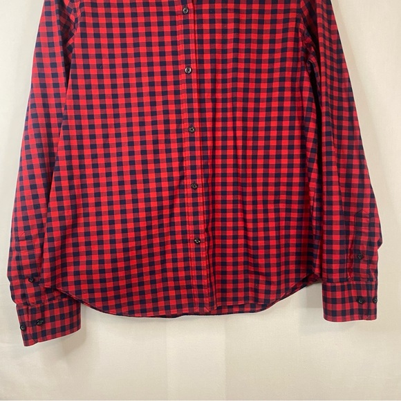 CHAPS Plaid Collared Button Down Flannel Red Navy Blue Buffalo Check Size Large - Picture 6 of 12